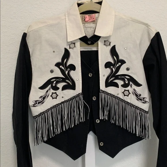 Vintage 1849 Ranchwear Cropped Western Long Sleeve Button Shirt - Picture 2 of 8